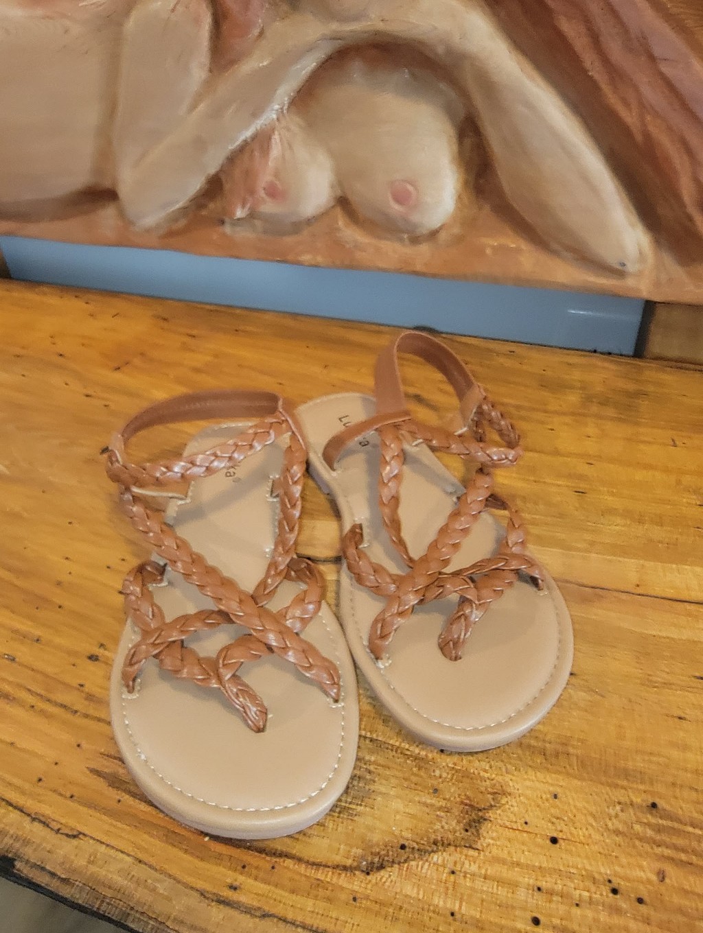 Luoika Wide Width Braided Faux Leather Strappy Sandals - Tan Size 7.5